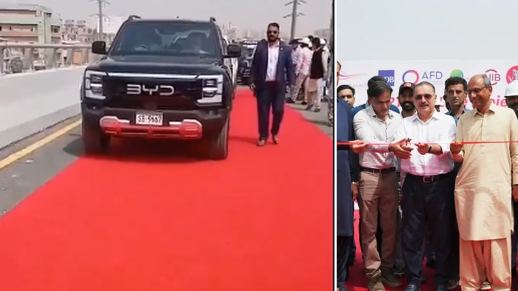 Red carpet reception for Sharjeel Memon at Mosamiyat Flyover raises eyebrows