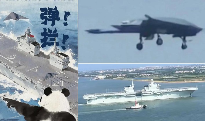 China says stealth attack drone makes first takeoff, landing on amphibious ship GJ-21