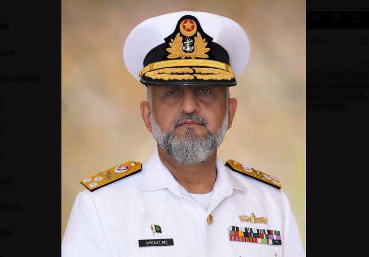 Rear Admiral Shifaat Ali Khan promoted as Vice Admiral Rear Admiral Shifaat Ali Khan